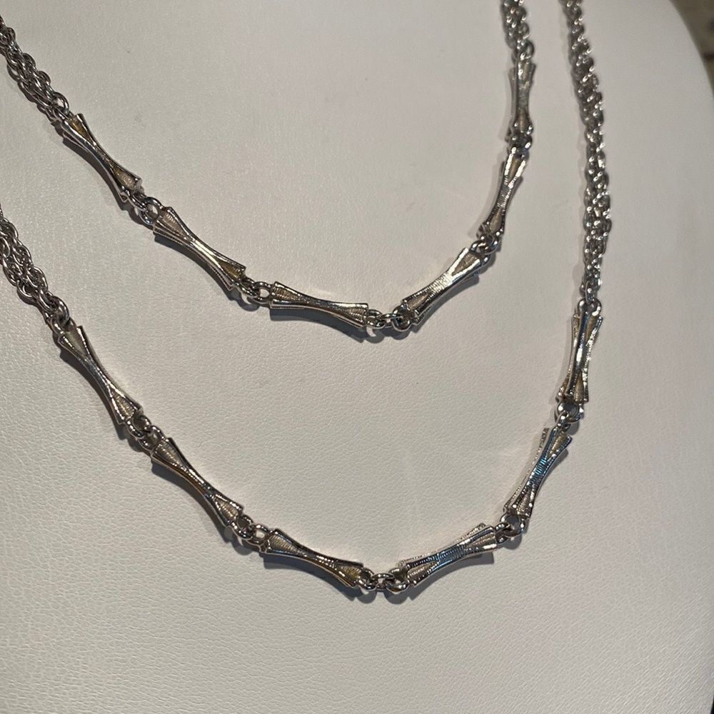 Vintage Monet Silver Double Strand Chain 54” - Picture 4 of 6